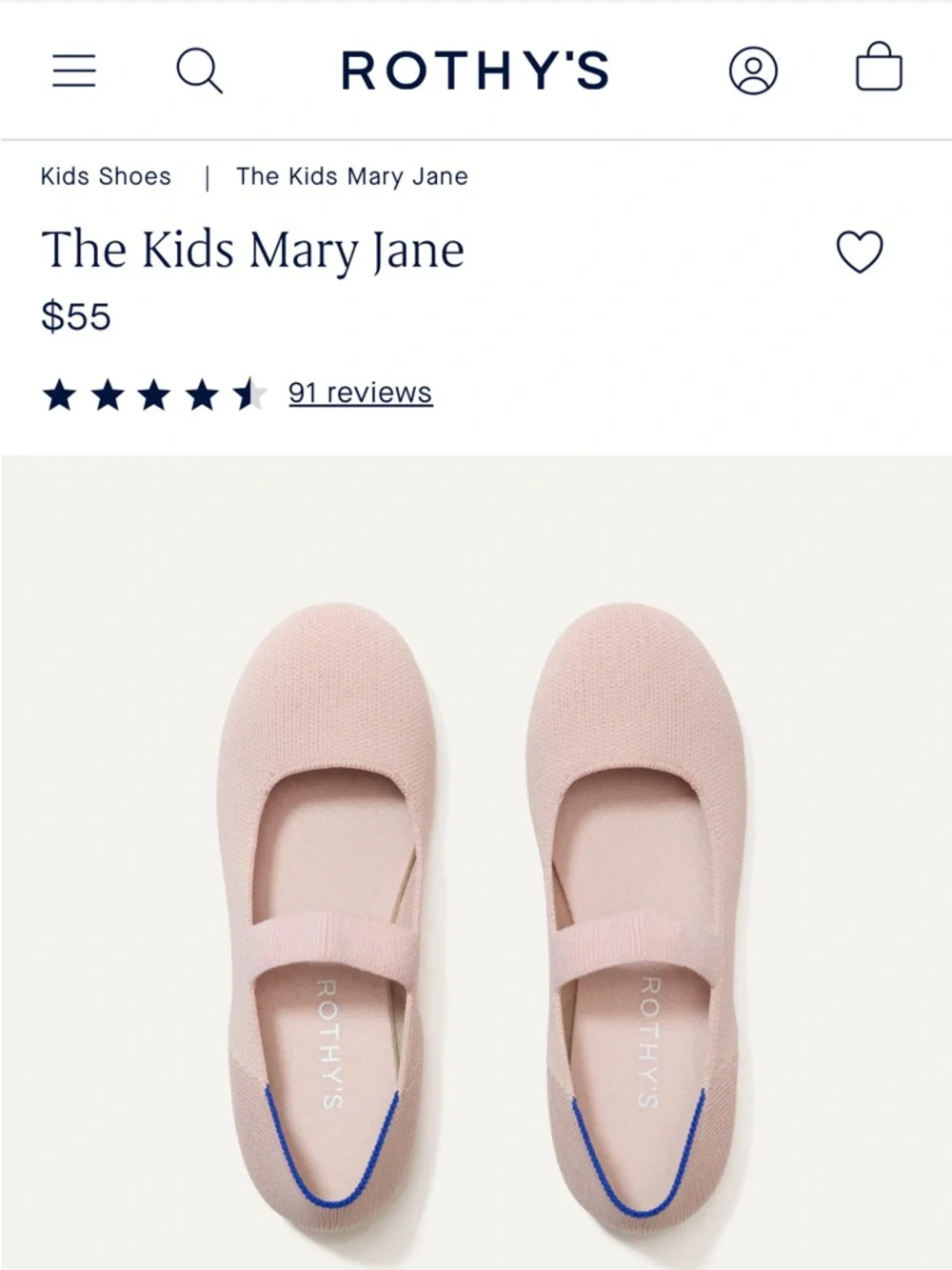 Rothy's The Kids Washable Recyled Mary Jane in Ballerina - Size 1 - Picture 10 of 10